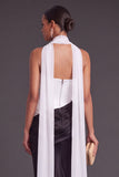 Brown Corset Mermaid Strapless Ruched Long Formal Dress with Neck Scarf