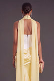 Brown Corset Mermaid Strapless Ruched Long Formal Dress with Neck Scarf