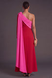 Brown A-Line One Shoulder Long Formal Dress with 3D Flower