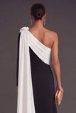 Brown A-Line One Shoulder Long Formal Dress with 3D Flower