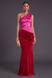 Brown Mermaid One Shoulder Ruched Long Formal Dress