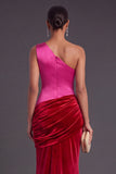 Brown Mermaid One Shoulder Ruched Long Formal Dress