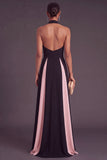 Black and White A-Line Halter Keyhole Long Formal Dress