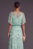 Sparkly Sequins Black Beaded Mermaid Boat Neck Floral Long Formal Dress with Sleeves