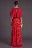 Black Sparkly Sequins Beaded Floral Boat Neck Long Formal Dress with Cape