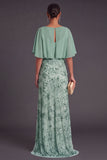 Black Sparkly Sequins Beaded Floral Boat Neck Long Formal Dress with Cape