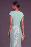 Champagne Sparkly Sequins Mermaid V-Neck Cap Sleeves Long Formal Dress