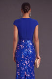 Champagne Sparkly Sequins Mermaid V-Neck Cap Sleeves Long Formal Dress