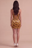 Ginger Yellow Corset Floral Keyhole Bodycon Strapless Short Cocktail Dress