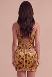 Ginger Yellow Corset Floral Keyhole Bodycon Strapless Short Cocktail Dress