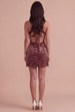 Khaki Floral Bodycon Halter Velvet Short Cocktail Dress