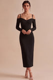 White Sheath Cold Shoulder Long Engagement Party Dress with Sleeves
