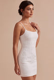 White Bodycon Spaghetti Straps Short Hen Do Dress