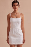 White Bodycon Spaghetti Straps Short Hen Do Dress