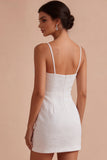 White Bodycon Spaghetti Straps Short Hen Do Dress