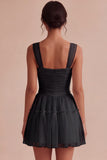 White Corset Tulle A-Line Thick Straps Short Hen Do Dress