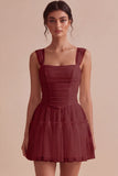 White Corset Tulle A-Line Thick Straps Short Hen Do Dress