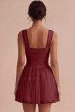 White Corset Tulle A-Line Thick Straps Short Hen Do Dress