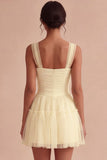 White Corset Tulle A-Line Thick Straps Short Hen Do Dress