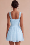 White Corset Tulle A-Line Thick Straps Short Hen Do Dress
