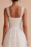 White Corset Tulle A-Line Thick Straps Short Hen Do Dress