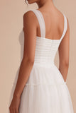 White Corset Tulle A-Line Thick Straps Short Hen Do Dress