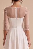 White A-Line Corset Tiered High-Low Engagement Party Dress with Sleeves