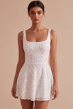 Sparkly White Sequins A-Line Thick Straps Short Hen Do Dress