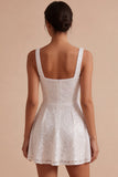 Sparkly White Sequins A-Line Thick Straps Short Hen Do Dress
