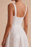 Sparkly White Sequins A-Line Thick Straps Short Hen Do Dress
