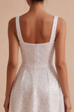Sparkly White Sequins A-Line Thick Straps Short Hen Do Dress