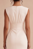 White Sheath V-Neck Ruched Long Engagement Party Dress with Slit