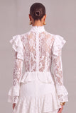 Black Tiered Lace High Neck Ruffled Long Wedding Guest Dress