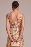 Yellow A-Line Thick Straps Midi Wedding Guest Dress with Pockets