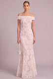 White Mermaid Floral Off the Shoulder Lace Long Wedding Guest Dress