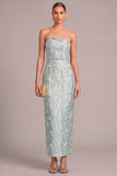 Light Green Sheath Strapless Floral Long Wedding Guest Dress with Bow