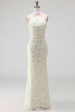 Sparkly White Floral Sheath Halter Beach Long Wedding Dress