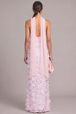Sparkly White Floral Sheath Halter BeachLong Wedding Dress