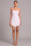White Bodycon Sparkly Short Hen Do Dress with 3D Flower