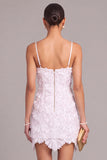 White Bodycon Sparkly Short Hen Do Dress with 3D Flower