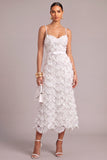 Sparkly White A Line Floral Long Wedding Dress with Sequins