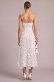 Sparkly White A Line Floral Long Wedding Dress with Sequins