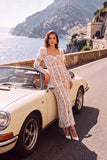 White Corset Sheath Square Neck Long Engagement Party Dress with Lace