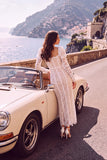 White Corset Sheath Square Neck Long Engagement Party Dress with Lace