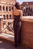 White Sheath Spaghetti Straps Lace Long Engagement Party Dress