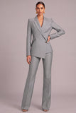 Grey 2 Piece Peak Lapel Business Suts with Sleeves