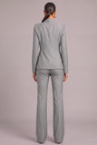 Grey 2 Piece Peak Lapel Business Suts with Sleeves