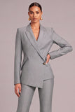 Grey 2 Piece Peak Lapel Business Suts with Sleeves