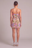 Apricot Floral Bodycon Appliqued Strapless Floral Short Formal Dress