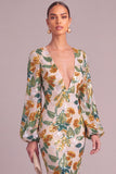 Sparkly Floral Sequins Green Mermaid V-Neck Long Formal Dress
